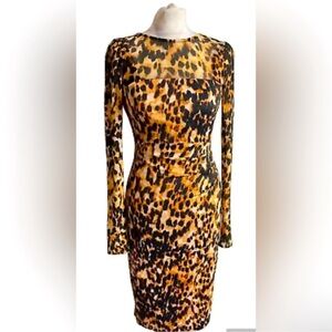 Karen Millen Leopard Print Dress - Black and Brown